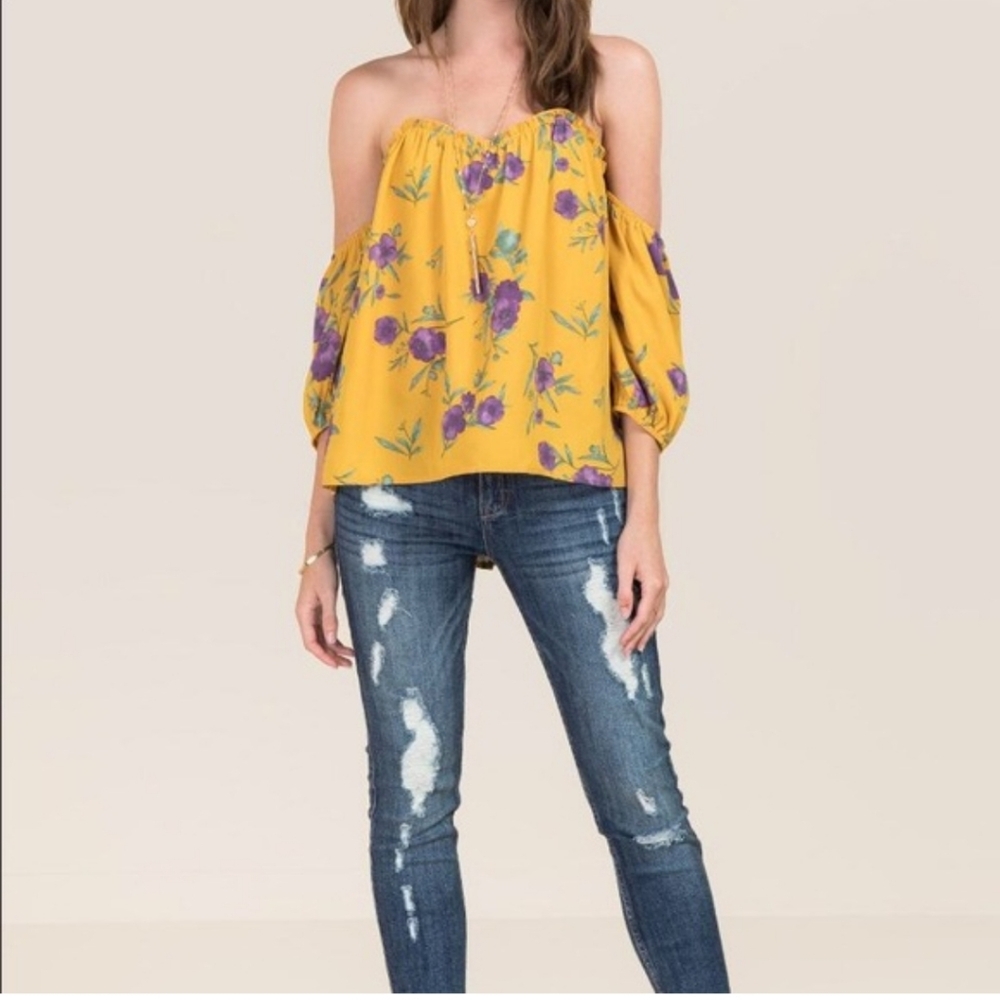 Francescas NWT Floral Off-Shoulder Bustier Top